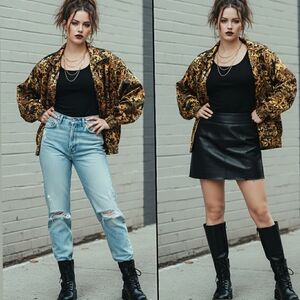 Collections 90's🔥Vtg Oversized Golden Brown Silky Bomber Jacket